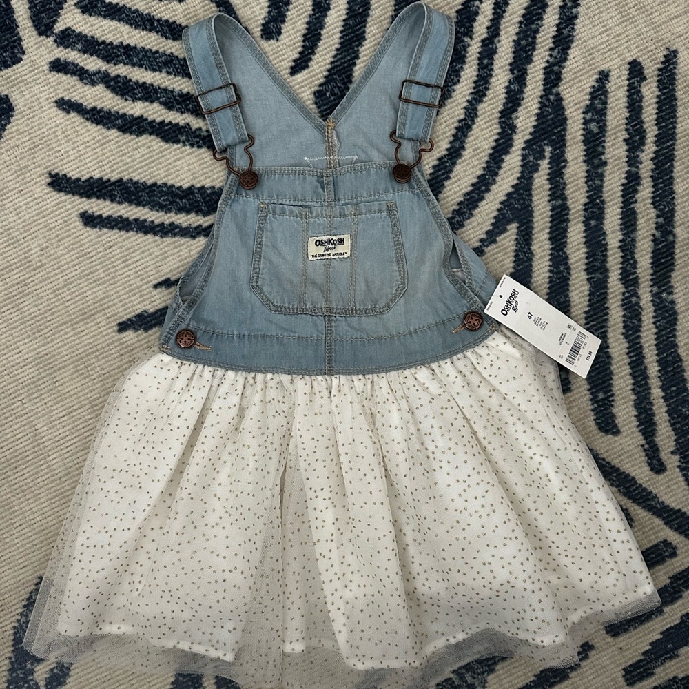 OshKosh B’Gosh toddler girl demin jumper overalls dress size 4T